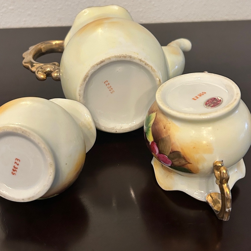 🌻HOST PICK 🌸VINTAGE ENESCO JAPAN HAND PAINTED PORCELAIN 3-PIECE TEA SET - Picture 15 of 15